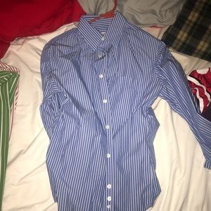 Blue striped American Eagle button down shirt